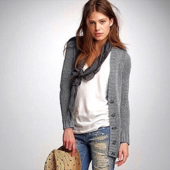 J. Crew Sweaters - J CREW Silver Metallic Beach Cardigan Size…